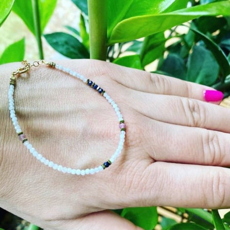 Waga - akwamaryn, turmalin, szafir - bransoletka z kamieni naturalnych