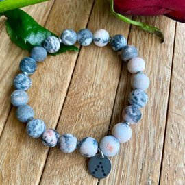 Matowy pastelowy rodonit - bransoletka z kamieni naturalnych