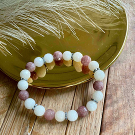 Jadeit naturalne kolory - bransoletka z kamieni naturalnych