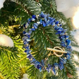 Lapis lazuli z zapięciem toggle - naszyjnik z kamieni, ozdobne zapięcie