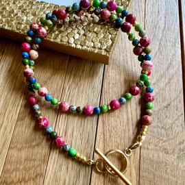 Harmonia, Witalność - Kolorowe Jaspisy, ręcznie wykonany naszyjnik z kamieni naturalnych