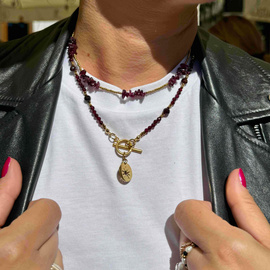 Pomyślność, Siła, Bezpieczeństwo, Marzenia - ręcznie robiony naszyjnik z kamieni naturalnych, granat&hematyt