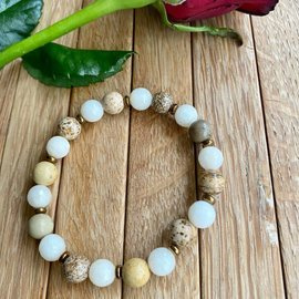 Barwy natury - jaspis z jadeitem - bransoletka z kamieni naturalnych