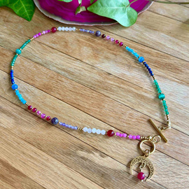 Glass Hills ręcznie robiony naszyjnik z kamieni naturalnych z księżycem