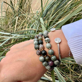 Serce, Spokój, Pewność Siebie - zestaw 3 bransoletek na gumce:agat indyjski, hematyt, obsydian