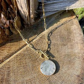 Labradoryt - innowacje i kreacja - naszyjnik, łańcuszek z kamieniem