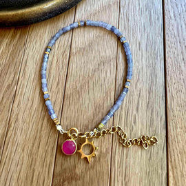 Bransoletka z kamieni naturalnych - Tanzanit, Chalcedon i energia słońca