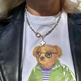 Jaspis picasso, perła, hematyt - ręczenie robiony naszyjnik - Zbiera negatywną energię i przekształca ją w czystą aurę