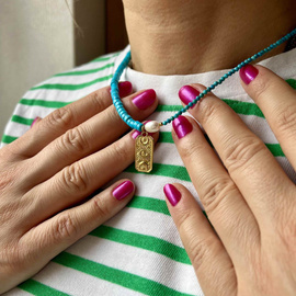 Naszyjnik z turkusów z naturalną perłą i magiczną zawieszką- Słodycz i czysta Miłość - ręcznie robiony, kamienie naturalne