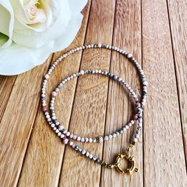 Rodonit kobieca moc - naszyjnik z kamieni naturalnych, choker