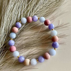Pastelowa - jadeit, anhydryt i rodonit - bransoletka z kamieni naturalnych