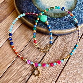 Kolorowa bransoletka z kamieni naturalnych - motana na dwa razy, Słońce