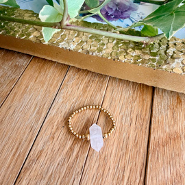 Miłość, łagodność, uzdrawianie emocji - ręcznie robiony pierścionek z kwarcem różowym - kamieniem miłości